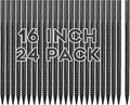 16 Inches Rebar Stakes(24pcs) Heavy Duty Straight Metal Ground Anchors with Chisel Point Ends for Timber,Concrete,Plant Support,Camping Tents,3/8 Inch Thickness Garden Stakes,Black