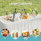 Giantex Folding Ice Cooler Table, 46'' Outdoor Chill Bar Table with Drain, Foldable Bucket & Removable Matching Skirt, for Events, Party, Camping, Buffet Beverage Server, White