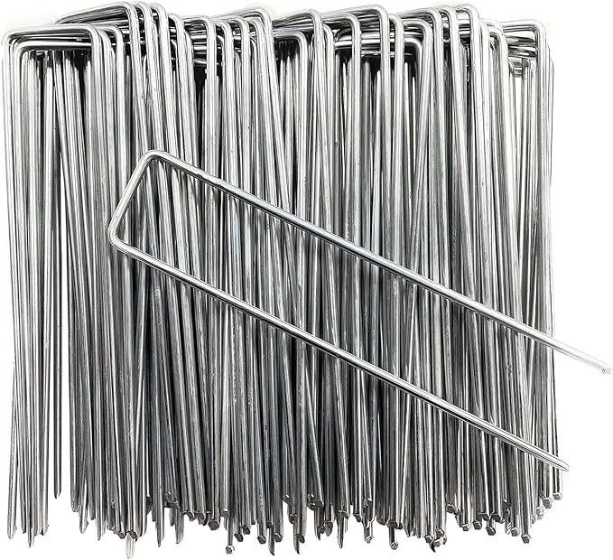 Petgrow 6 Inch Garden Stakes Galvanized Landscape Staples,U-Type Turf Staples for Artificial Grass, Rust Proof Sod Pins Stakes for Securing Fences Weed Barrier, Outdoor Wires Cords Tents Tarps