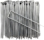 Petgrow 6 Inch Garden Stakes Galvanized Landscape Staples,U-Type Turf Staples for Artificial Grass, Rust Proof Sod Pins Stakes for Securing Fences Weed Barrier,Outdoor Wires Cords Tents Tarps,100