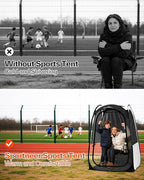 Sportneer XL Pop Up Sports Tent, 46" L x 46" W x 63.5" H Clear TPU Outdoor Shelter for 1 Adult & 1 Child, All-Weather Warm Bubble Pod with Instant Setup, Wind & Rain Protection for Spectators