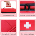 First Aid Bag Empty First Aid Kit Storage Box 12" x 9" x 7" Medical Bag Portable Pill Bottle Organizer Case for Car, Travel, Office, Outdoor, Camping, Hiking, School (Red)