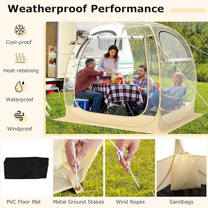 Goplus Sports Tent, Instant Pop up Weatherproof Shelter, Portable & Foldable Outdoor Clear View Bubble Tent w/Carrying Bag, Floor Mat, Watch Sports Events Camping