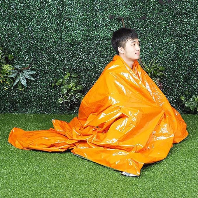 Emergency Bivvy Bag Aluminum Film Survival Sleeping, Warm Tube Tent Survival Bivvy, Waterproof Emergency Blanket
