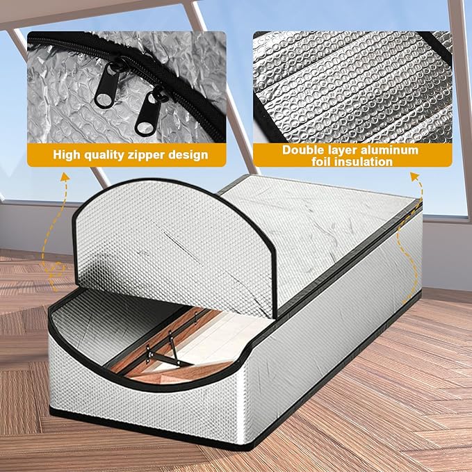 Attic Stairway Insulation Cover - Premium Energy Saving Attic Stairs Door Ladder Insulator Pull Down Tent with Zipper 25 in x 54 in x 11In (Attic Cover + Installation Tool)