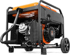 WEN GN625iX 6250-Watt RV and Transfer-Switch-Ready 120V/240V Open Frame Inverter Generator with CO Shutdown Sensor and Wheel Kit, Black/Orange