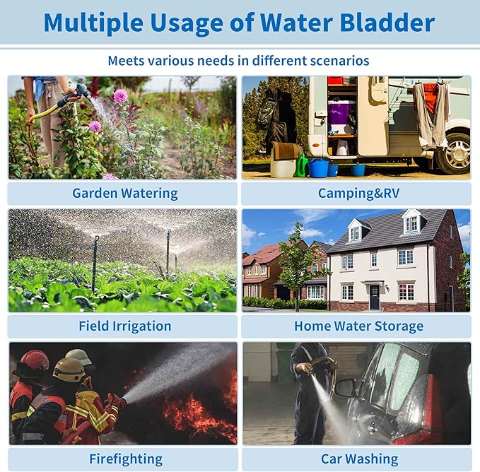 110 L/29 gal Water Bladder Storage Container Large Capacity Foldable Portable Water Tank Urgency Water Bladder Soft Water Bag RV Camping Garden Watering Field Irrigation 1000D
