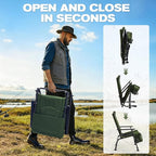 X Strike Oversized Folding Fishing Chair with Rod Holder Heavy Duty 350LBS, Feet Adjustable Padded Camping Chair with Cup Holder Side Pocket Hard Armrest