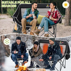 Nice C Heated Camping Chair with Battery, Outdoor Heated Folding Chairs, Double Padded Camping Chair for Adults, Camping Couch, with Cooler Bag, 2 Power Banks Included (Black&Grey)