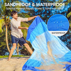 PTEROMY Beach Blanket Waterproof Sandproof, 108" X 120" Extra Large Beach Mat with Storage Bag, Quick Drying Lightweight, 6 Stakes, Accessories for Picnic, Travel (9x10 FT, Purple)