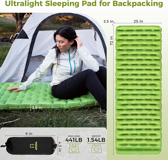 ATEPA Ultralight Backpacking Camping Gear Set – 4 Season 1-2 Person Tent, Down Sleeping Bag & 6 R-Value Insulated Sleeping Pad, Waterproof Lightweight Backpacking Sleep System for Hiking, Camping, Mou