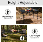 Camping Table Roll up Table,4-6 Person Portable Adjustable Height Roll up Aluminum Table with Carry Bag
