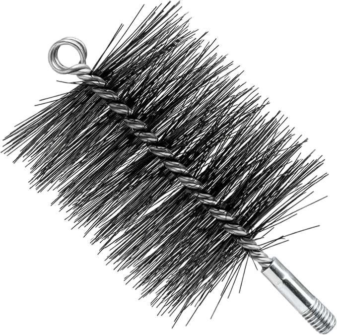4 Inch Chimney Cleaning Brush Stainless Steel Wire Sweep Kit, Double Spiral Round Flue Pipe Duct Rust Removal Tool, Fireplace Burning Stove Pipes Cleaner Accessories for Dryer Tent Pipe Chimney Boiler
