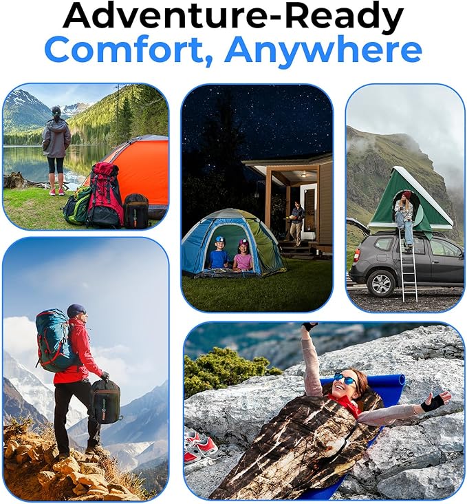 SereneLife Backpacking Sleeping Bag Camping Gear, Mummy Sleeping Bag For Adults/Teens w/ Pillow and Bag - Outdoor Lightweight Weather Proof Sleeping Bag for Camping, Hiking Traveling, Real Tree
