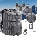 MOLLE Assault Backpack, Tactical Backpack Army Military Camping Rucksack, 3-Day Pack Travel Trip w/USA Flag Patch, D-Rings, ACU Camo