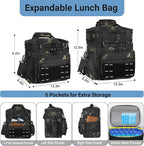 Lunch Box Cooler Bag - Insulated Tactical Lunchbox for Men - Large Lunch Pail Kit for Adults Work Outdoor Shifts Trips Black Camo 25L