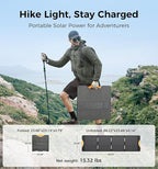 210W Portable Solar Panel with Adjustable Kickstand,IP65 Waterproof,High Efficiency Conversion,Foldable Solar Panel for Outdoor Camping,RVs and Home Backup
