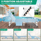 DoCred 3 in 1 Sun Tanning Chair Oversized with Face Arm Hole, Heavy Duty Folding Chaise Lounge Chairs, 5-Position Outdoor Lounge Chair for Beach, Pool, Lawn, Yard, Patio