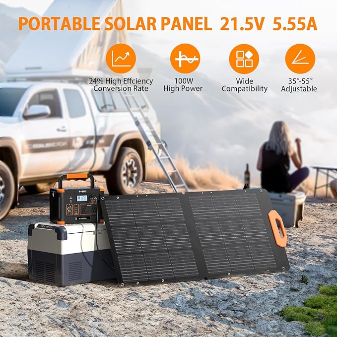 Portable Power Station 330W With 100W Solar Panel, Solar Generator Fast Charging Emergency Power Backup Battery UPS for Home Outage RV/Van Road Trip Camping