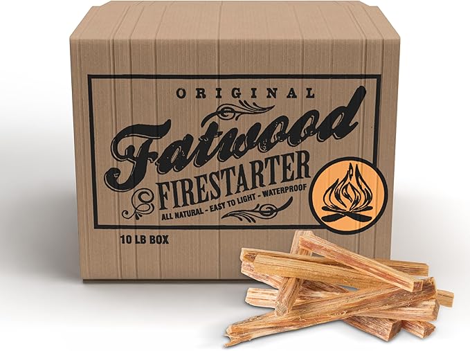 Fatwood Fire Starter Sticks 10lb Box - Indoor or Outdoor 100% All Natural Pine Fire Starters for Campfires, Fireplace, Firepit, Wood Stove, or BBQ Grill - Kindling Wood Firewood Lighter by Pure Garden