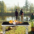 Outvita 3ft Portable Folding Camping Table, Outdoor Waterproof Adjustable Height Table, Aluminum Lightweight Suitcase Foldable Table for Picnic BBQ Beach Dining