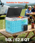 VEVOR 12 Volt Car Refrigerator, 52.8QT/50L Car Fridge, Portable Electric Cooler with -4℉~68℉ Adjustable Temperature, 12/24V DC and 100-240V AC Compressor Freezer for Outdoor, Camping, Travel, RV