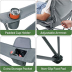 Timber Ridge Oversized Folding Camping Chair for Adults, Support 550 LBS Heavy Duty Chairs with Cup Holder Side Pocket for Camping, Lawn, Picnic, 2 Pack(Grey)