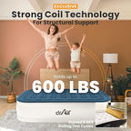 Full Air Mattress with Built-in Pump, 18" Raised Blow Up Mattress, 600 lbs Max Honeycomb Air Bed, 48Hr Leak-Proof Test, 3min Inflatable Mattress for Home, Guests, Camping, Colchones inflables