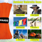 VVAAGG 1000 Orange Paracord 200FT Utility Parachute Cord 4mm Nylon String12 Strand Nylon Camping Rope, Tent Rope, Clothsline Rope for Survival & Camping Gear (Orange, 200FT)