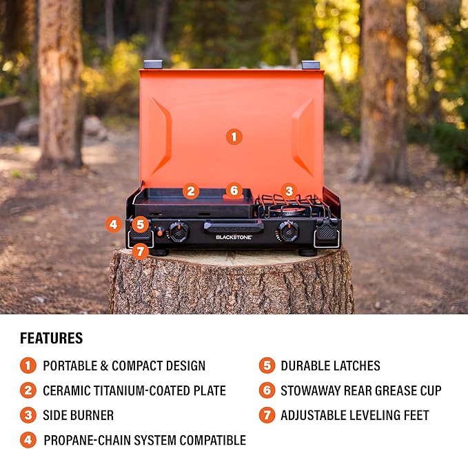 Blackstone 2364 12” x 14” Camping Griddle with Side Burner