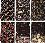 Zubebe 6 Pcs Mushroom Kitchen Towel Set - Vintage Black Dish Towels 18 x 28 Inch - Poster Style Hand Towels - Colorful Rustic Tea Towels for Cooking Baking - Housewarming Gift