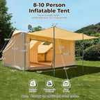 YOLENY Inflatable Tents for Camping, 6-12 Person Blow Up Tent with TPU Skylight, Canopy, Mesh Windows, Stove Jack & Pump, 4 Season Large Inflatable Tent, Waterproof & Windproof