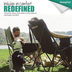 SUNNYFEEL Oversized Rocking Camping Chair, Fully Padded Patio Chair with Side Pocket, High Back Portable Lawn Recliner with Headrest, Outdoor Camp Rocker Chairs for Adults Heavy Duty 500 LBS Carry Bag