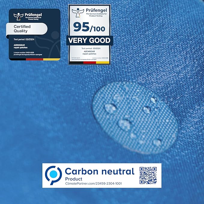 aZengear Repair Patches for Jackets, Tent, Shoe Toe, Air Mattress, Inflatables, PVC Gear - Waterproof, Self-Adhesive, Tear-Cold-Heat-Resistant, Down Puffer Coat (11 Pcs, Sky Blue)