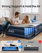 OhGeni Air Mattress Queen with Built in Pump, Ideal Alternative to a Bed, Blow Up Colchones Inflables Mattress for Guests, Portable Air Mattresses, 18" Raised Elevated Air Bed for Camping, Dark Blue