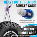 GOEASY0312 Premium Bungee Cords Heavy Duty - 17 Piece Bungee Cords with Hooks in A Storage Jar Includes 10", 18", 24", 30", 36", 48" Bungie Cord & Cargo Net Bundle