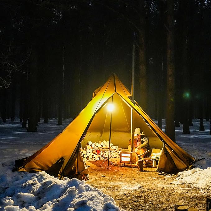 Tipi Tent Camping Hot Tent, Rheum Nobile Lightweight Teepee Waterproof with Stove Jack for 2-4 Person Hiking, Hunting, Backpacking