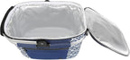 ALLCAMP Picnic Basket - Insulated Cooler, Thickening Foldable Picnic Basket with Removable Baskets & Sewn-in Frame, Basket for House Warming Gifts New Home(Rectangle Blue White)