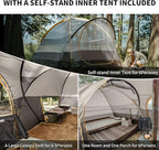 Naturehike KOTA 4/6/8 Person Camping Tent, Double Layer Waterproof 4 Person 6 Person 8 Person Tents for Camping, Large and Tall Family Tent with Vestibules Porch