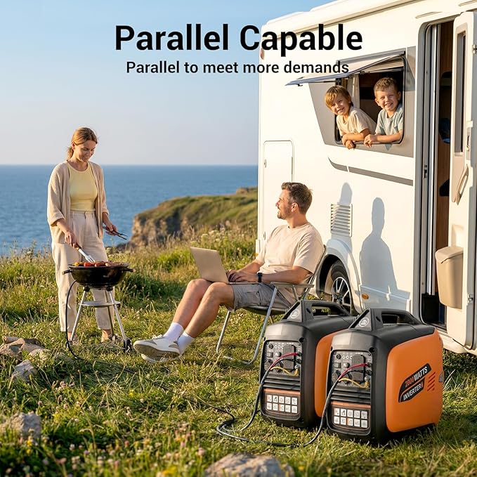 2800-Watts Portable Inverter Generator, Gas Generators for Home Use, Camping, Super Quiet Emergency Home Backup, with Fuel Shut Off, 1.1Gal Fuel Tank, 39Lbs, EPA Compliant