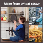 Teivio 32-Piece Kitchen Plastic Wheat Straw Dinnerware Set, Service for 8, Unbreakable Dinner Plate/Dessert Plate/Cereal Bowl/Cup,Outdoor Camping Dishes for Life/Vintage,Farmhouse,Rustic Multicolor