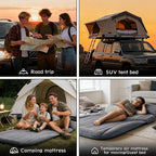 SUV Air Mattress, Double-Sided Thick Flocked Car Air Mattress with Built-in Pump & Pillow, Complete Sleeping Accessories for Auto Camping & Road Trips（Light Grey）