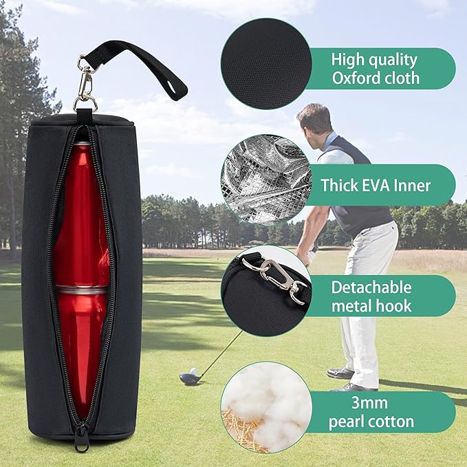 2 Pack Golf Cooler Beer Sleeve for Golf Bag Beverage Sleeve Small Can Cooler Accessories Keep Drinks Cold Golf Cooler Sleeve for Outdoor Sports Daily Work Travel Hiking