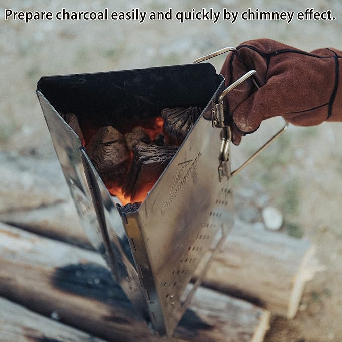 camping moon CAMPINGMOON Charcoal Chimney Starter Collapsible Foldable Grill Chimney Stainless Steel MT-17