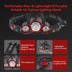 Headlamp Rechargeable 1200 Lumens Super Brightest 4 Modes Head Lamp for Adults Zoom Waterproof Headlight 90°Angle Adjustable Head Lights for Outdoor Camping Hunting Running Hiking