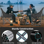 Oversized Camping Chairs for Adults Heavy Duty Padded Portable Lawn Chairs Outdoor Folding Chairs XL Camp Chairs with Cup Holder Suproot 500 lbs, Gray Plaid