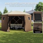 Aoxun 12x12FT Pop Up Canopy Tent, 6-Sided Pop-up Gazebo Screen Tent with Mesh Windows, Outdoor Canopy Shelter Tent with Carrying Bag, Large Shade Tents for Camping, Backyard, Patio, Lawn, Brown