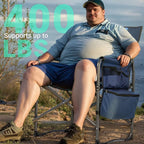 Overmont Oversized Lightweight Camping Chair - Portable Comfortable Heavy Duty Foldable Directors Chairs with Side Table & Cooler Bag for Outside Camp Beach Picnic Lawn and Fishing Supports 400lbs