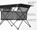 Lightweight Camping Table - Portable Folding Beach Side Table w/2 Cup Holders & Large Storage Basket, Compact Fold for Tailgate Travel Outdoor Fishing Picnic | 29.2" W x 21.7" D (Blue)