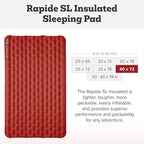 Big Agnes Rapide SL - Insulated Sleeping Pad, Ultralight, All Season Compact Backpacking and Hiking, Pumphouse Sack Included, Orange, 40X72 Double Wide